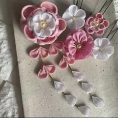 つまみ細工　髪飾り　セット　成人式　振袖　袴　七五三　結婚式　卒業式　ピンク