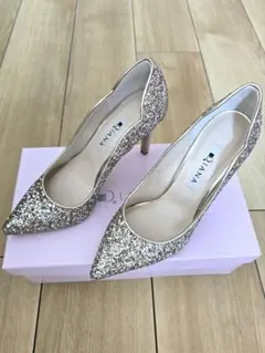 DIANA ゴールド プラチナグリッター ハイヒール パンプス