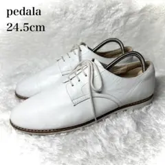 極美品■pedala【24.5】レースアップレザーシューズ コンフォート 白のサムネイル