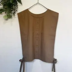 サマンサモスモス 前後着ショートベスト ベージュ コットンリネン リボン 新品