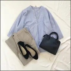 きれいめ オフィスカジュアル ストライプ コーデ売り2点 春夏 ママコーデ