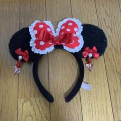 TDRミニー赤水玉リボンレースイヤリングカチューシャ