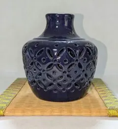 vintage フラワーベース 濃紺×白 ヴィンテージ ネイビー 花瓶☘️ vintage フラワーベース 濃紺×白 ヴィンテージ ネイビー 花瓶