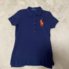 【美品】ラルフローレン　ネイビー ポロシャツ 刺繍付き　新品未使用 美品】ポロラルフローレン ネイビーポロシャツ ビッグポニー USA刺繍 M