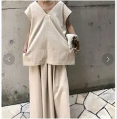 新品【ウル/ulu】￼linen denim vest ボタン付きオーバーサイズ