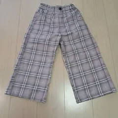 チェック柄ワイドパンツ美品130