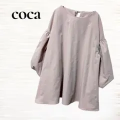 coca コカ/袖バルーンAラインブラウス/Ｍ/バックリボン/ピンク/ゆったり