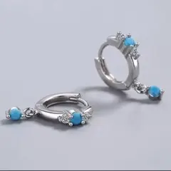 X145 大人気！ フープピアス レディース S925 ターコイズ ブルー