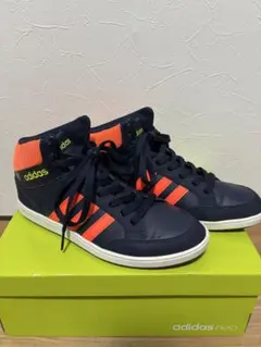 adidas neo ネイビー/オレンジ ハイカットスニーカー