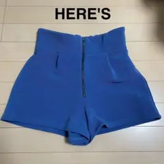 ヒアーズ　HERE'S ハイウエスト ショートパンツ キュロット ブルー　Sのサムネイル