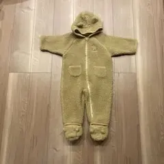 【匿名配送】ベビー ベージュ ボア ロンパース 80cm くまさんフード