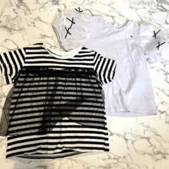 2枚セット　ストライプチュールTシャツ 110cm
