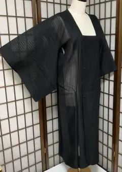 ※C535正絹　夏用　道行コート　黒　極美品　着物