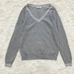 ユニクロ ニット コットンカシミヤ Vネックニット XL グレー チルデンニット