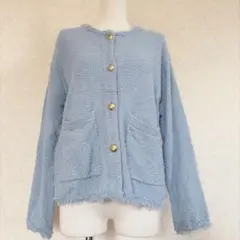 e.coeur blanc シャギーニット カーディガン 水色 38 Mのサムネイル