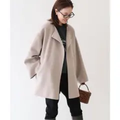 【スローブイエナ】HAMILTONダブルフェイスウールショートコクーンコート