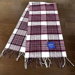 新品 MOONBAT チェック マフラー　ウール100% 148×31cm