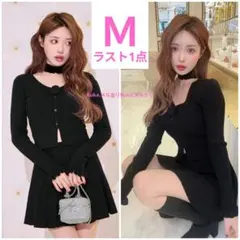 【新品未開封】プリーツスカートニットセットアップ　PR0064C　ブラック