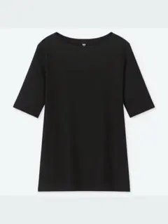 ユニクロ　リブボートネックT（5分袖）