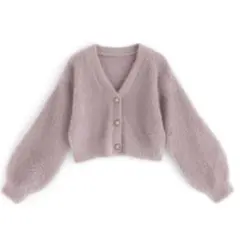 パールボタンシャギーニットカーディガン ピンク