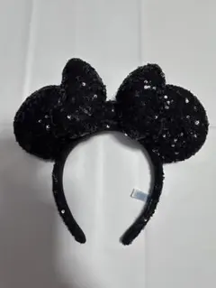 ミ二ー耳カチューシャ 黒 スパンコール