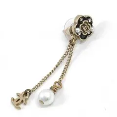 CHANEL シャネル ピアス ココ カメリア パール 片耳 チェーン 07A