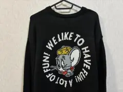 トムとジェリー タフィー　ニブルス　ニットトレーナー ブラック