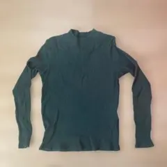 ダークグリーンリブ編み長袖ハイネック 子供用150cm ユニクロ