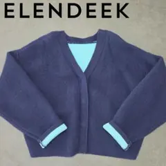 ELENDEEK エレンディーク バイカラー Vネック カーディガン レディース