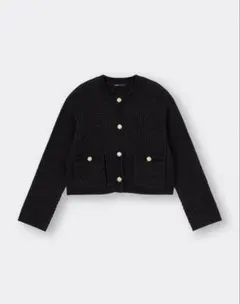 未使用品 GU ジーユー ダブルポケットニットジャケット ブラック Sサイズ