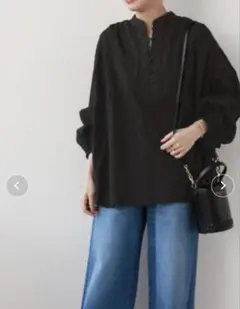 ジャーナルスタンダードレリューム　コットンジャガードギャザーブラウス