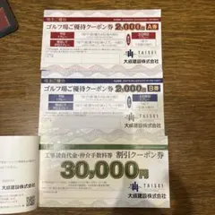 大成建設 株主優待 ゴルフ場クーポン 工事割引券のサムネイル