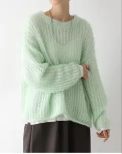 LEPSIM リプシムラメニット ニット ライトグリーン　サイズF