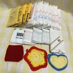 粗品　タオル　おしぼり　毛糸　鍋敷き　鍋つかみ　ソフトダスター　合計20点