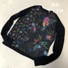 ポールスミス カーディガン 花柄 異素材ドッキング　ブラック　サイズMのサムネイル