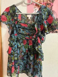 Tracy Reese 多色フリルシフォンブラウス