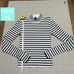 H&M ストライプタートルネックセーター XS