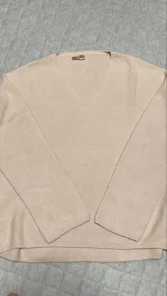 UNIQLO Vネック 長袖ニット セーター ベージュ M