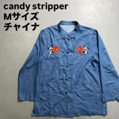 candy stripper チャイナシャツ　刺繍　スカシャツ　スーベニア　Mのサムネイル