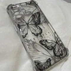 iPhone16ケース 透明 蝶々