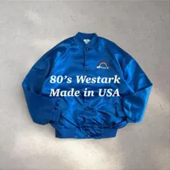 USA製WestarkスタジャンXL刺繍サテン80'sレトロスポーツ　青のサムネイル