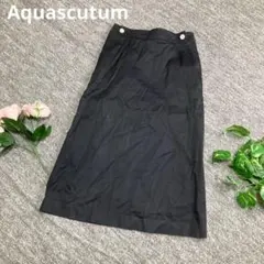 Aquascutum タイトスカート　ロング丈　ブラック　チェック△のサムネイル