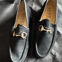 未使用オールドGUCCI 白タグ ホースビットローファー 39.5 ネイビー×金 