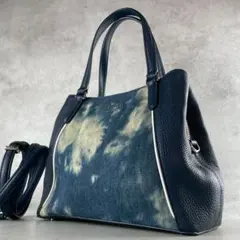 希少 極美品 ケイトスペード 2way ショルダーバッグ ハンド デニム レザー