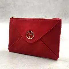 ARMANI レッド 保存袋付き レディース ポーチ 8273