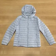【美品】UNIQLO フード付きダウンジャケット《XL ライトブルー》