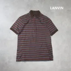 LANVIN / スーピマ コットン ボーダー ポロ シャツ 半袖 トップス Mのサムネイル