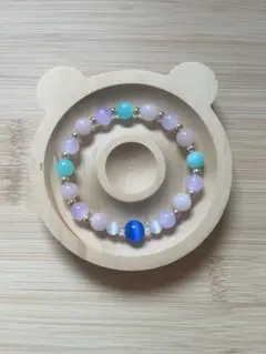 ハンドメイドブレスレット ピンク、ブルー