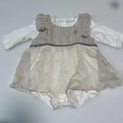 美品mili mili ベージュ・ホワイト ドレスロンパース　秋冬春先