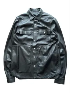 名作】Rick Owens 22FW レザーシャツジャケット オリーブ 48 - メルカリ